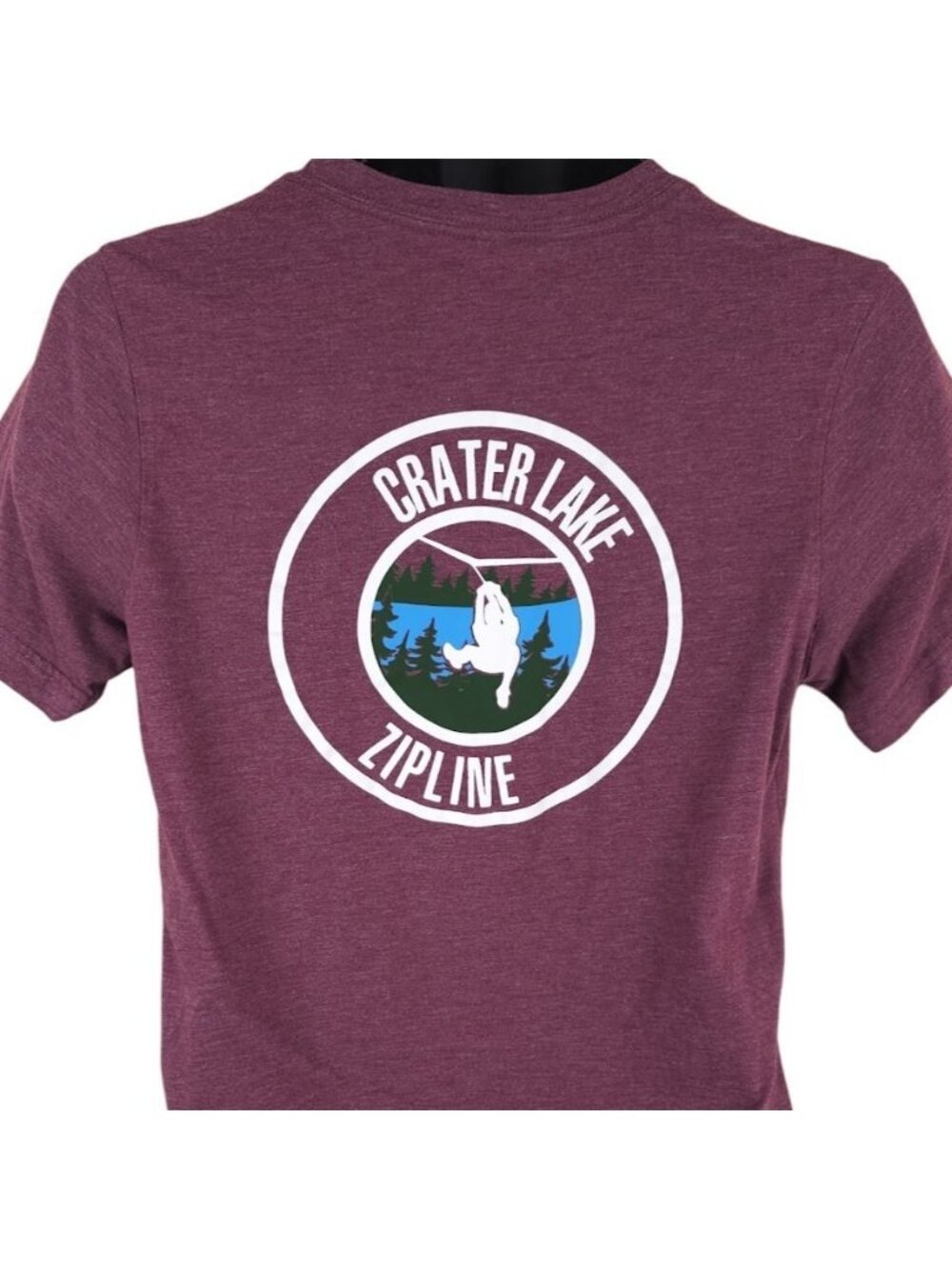 Crater Lake Zipline T Shirt Mens Size Small Red Oregon Travel Destination Tee